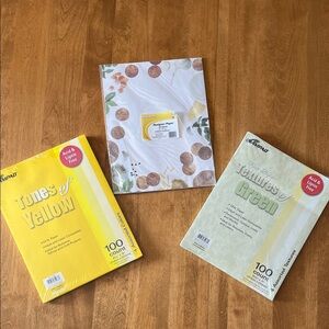 Pack of Three Designer Papers in Yellow and Green